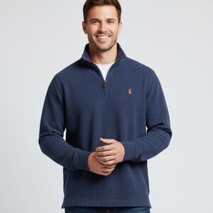 POLO Ralph Lauren Blue 1/4 Zip Men's L Pullover Knit Sweater – Orange Pony